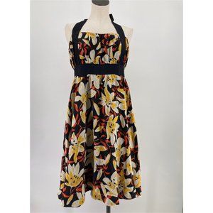 Anthropologie Moulinette Soeurs Go See Silk Halter Dress Orange Black Size 10